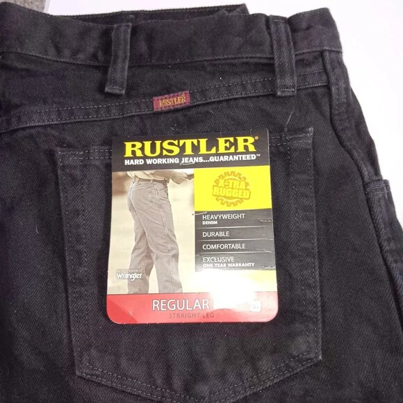 Rustler Men's Jeans Black Regular Fit Straight Leg 36 X 30 NOS - Picture 3 of 5